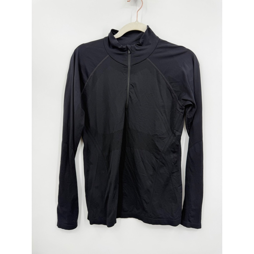 Athleta Momentum 1/2 Zip Top Women L Black Seamless Longโ Sleeve Pullover 981529